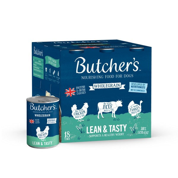 Butcher's Lean & Tasty Low Fat Dog Food Cans – 6 x 390g / 12 x 390g / 18 x 390g