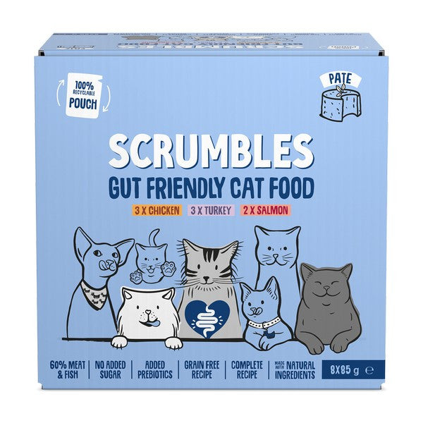 Scrumbles Grain Free Wet Cat Pate Recyclable Pouch Selection 8x85g