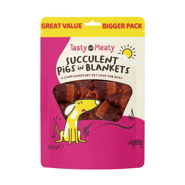 Tasty & Meaty Succulent Pigs In Blankets Dog Treat 80g
