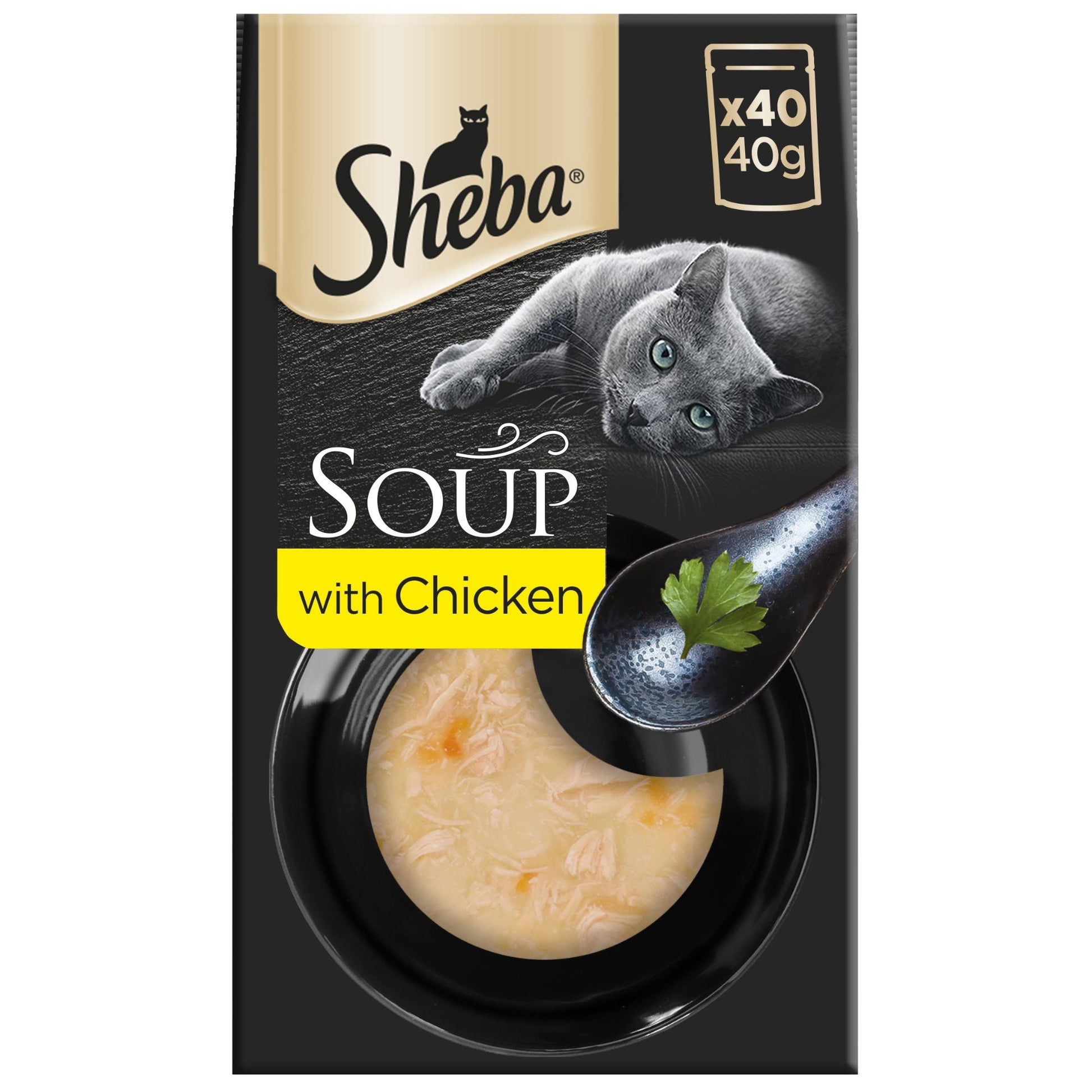 SHEBA Classics Soup Adult Wet Cat Food Pouch with Chicken Fillets 4 x 40g