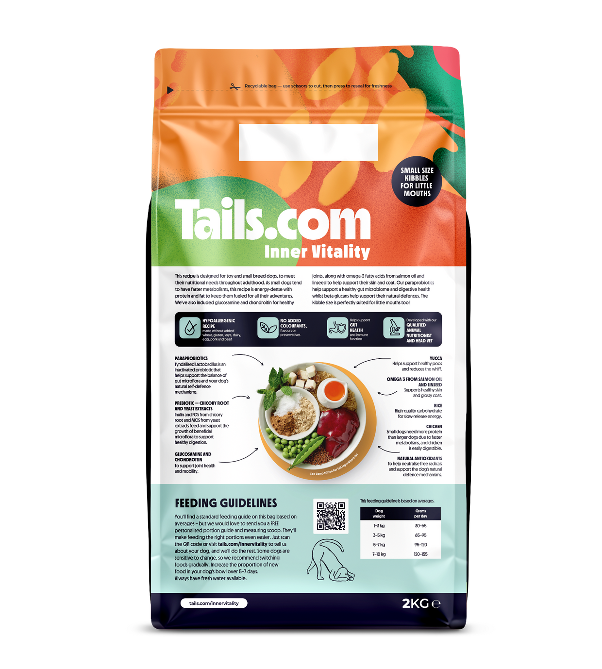 Tails.com Inner Vitality Toy & Small Adult Chicken Dry Dog Food 2kg