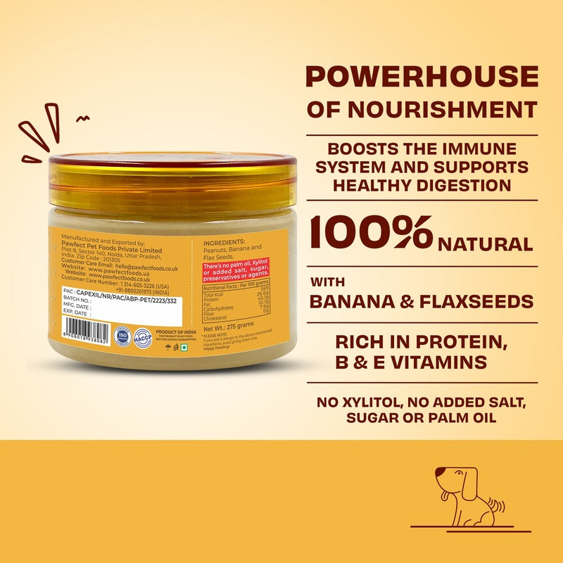 Pawfect Peanut Butter with Banana & Flaxseeds 275g