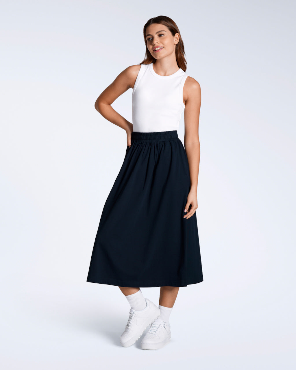 Gathered Midi Skirt