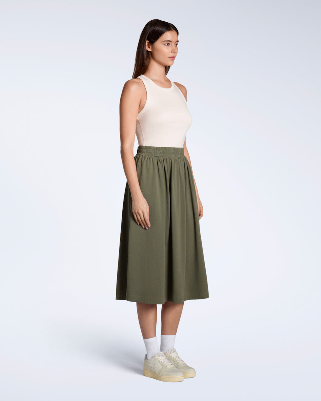 Gathered Midi Skirt