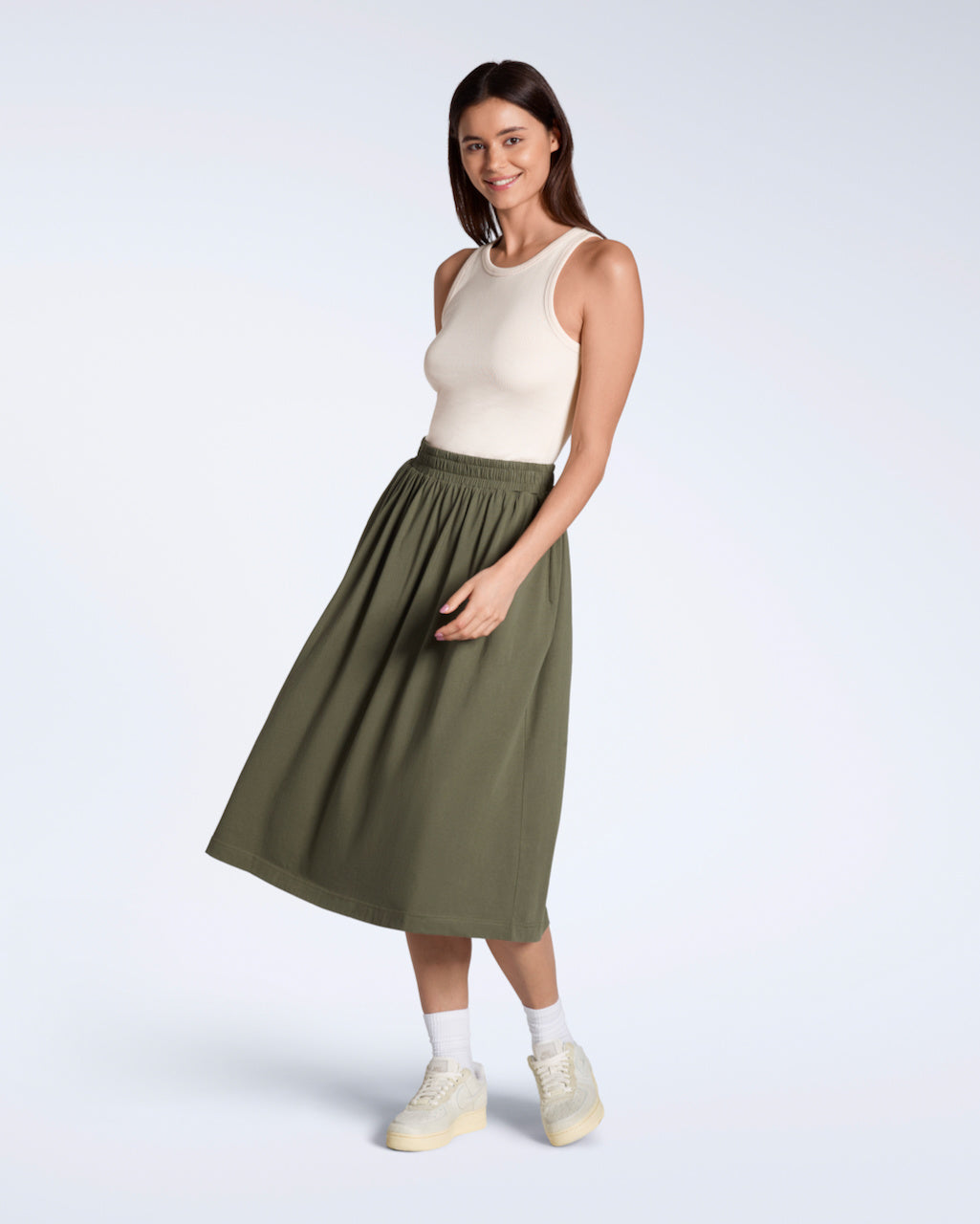 Gathered Midi Skirt