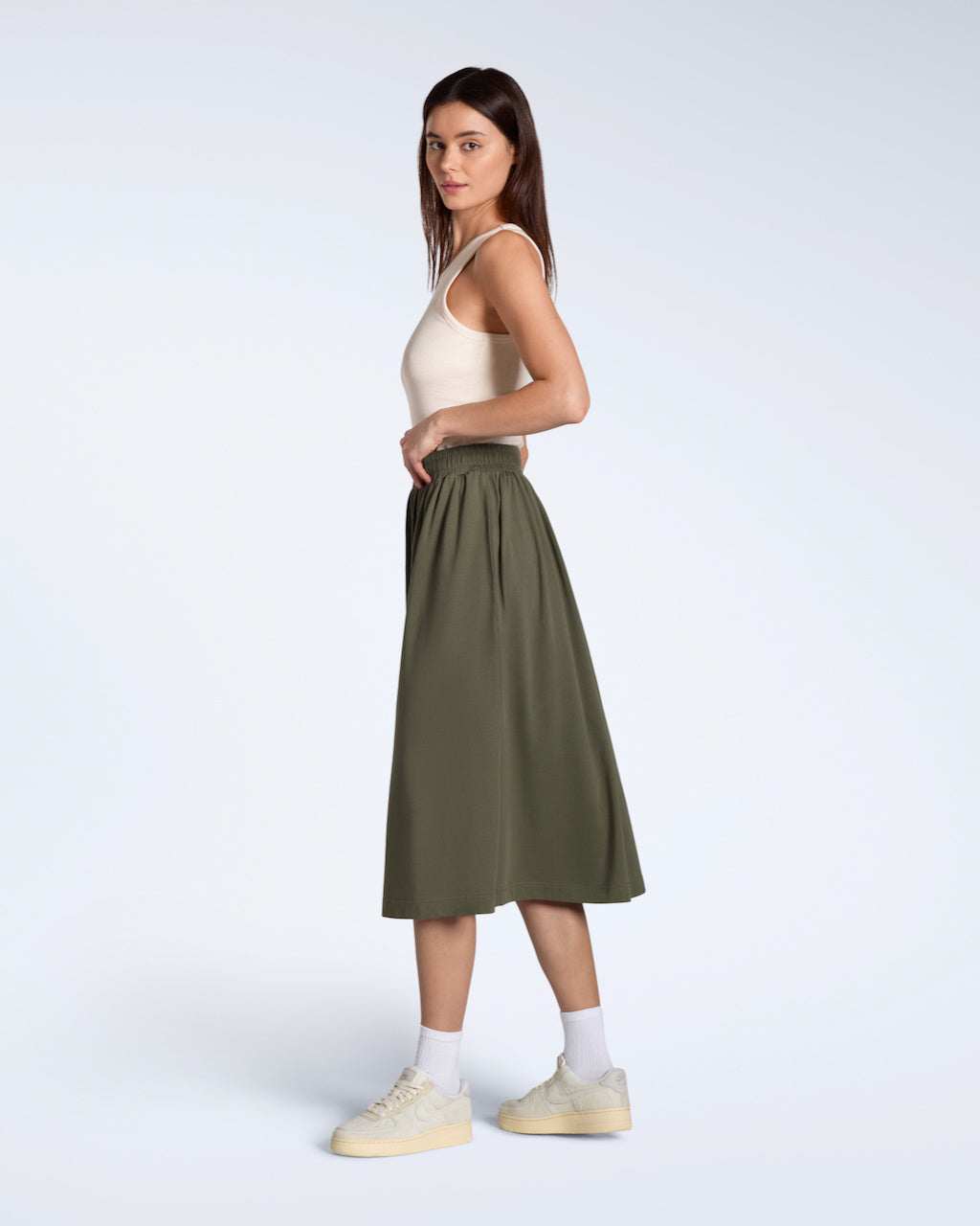 Gathered Midi Skirt