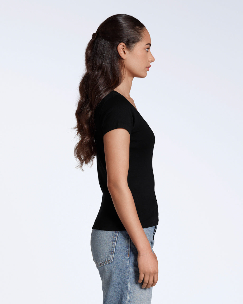 Ribbed Scoop Neck T-Shirt