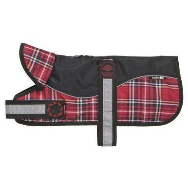 aniMate Reflective Black/Red Tartan Padded Harness Coat (36cm), 14"