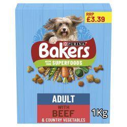 Bakers Dry Dog Food, 1kg Adult, Senior & Puppy