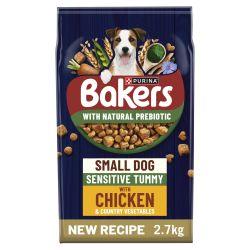 BAKERS Small Dog Sensitive Tummy Chicken with Veg Dry Dog Food, 2.7kg