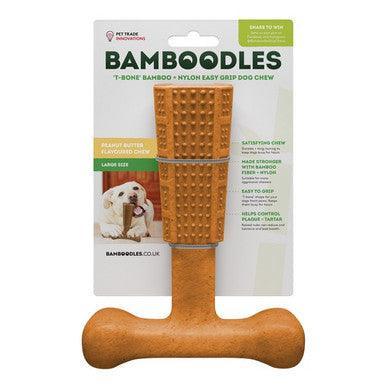Bamboodles T Bone Chew Toy for Dogs Large 7Inch Peanut Butter Flavour