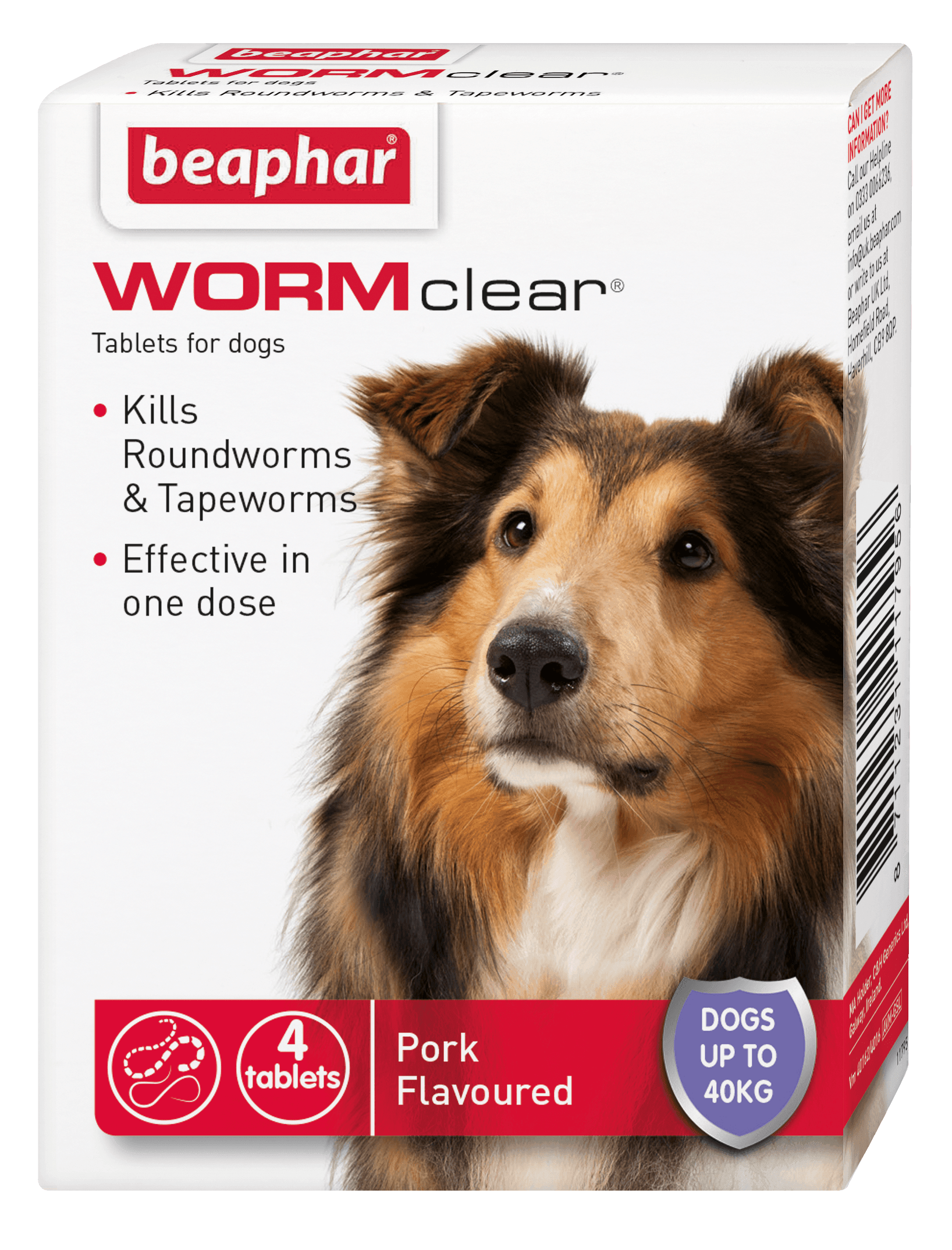 Beaphar WORMclear Dog to 40kg 4 tabs