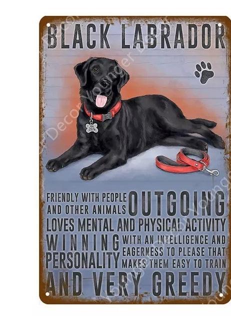 Black Labrador Dog Tin Sign