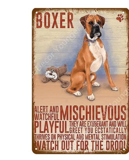 Boxer Dog Tin Sign