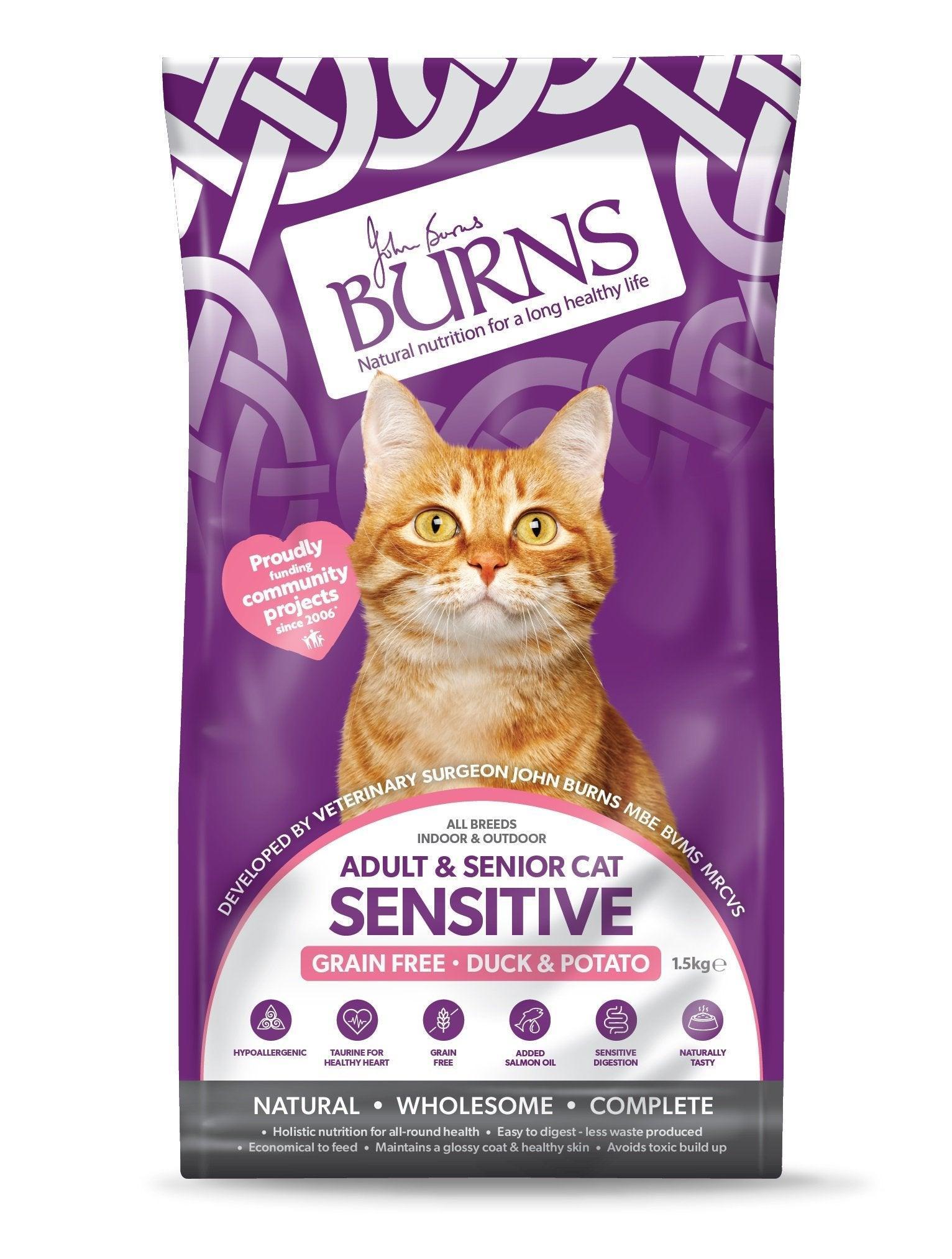 Burns Adult & Senior Cat Sensitive Grain Free Duck & Potato 300g