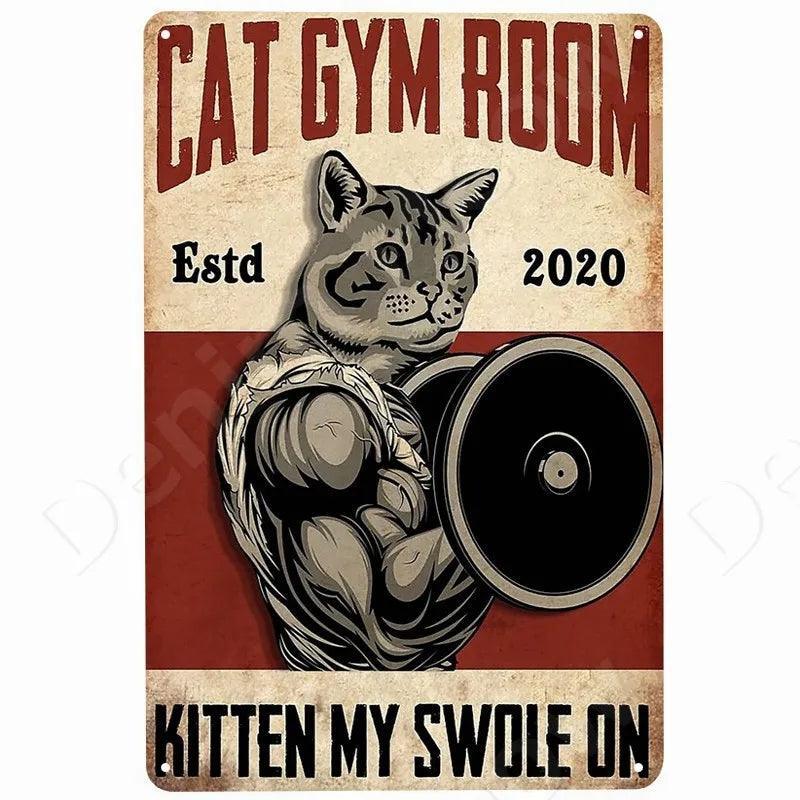 Cat Gym Room Tin Sign