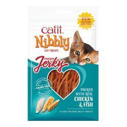 Catit Nibbly Jerky Chicken & Fish Treats, 30g
