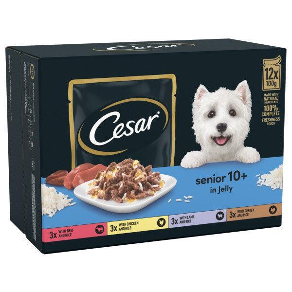 Cesar Deliciously Fresh Senior 10+ Selection in Jelly Pouches 100g