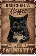 Coffee & Pretty Cat Tin Sign