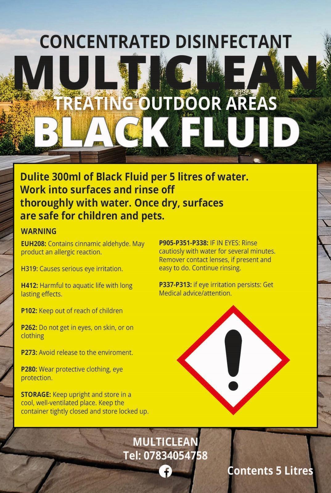 Concentrated Disinfectant Multiclean for Treating Outdoor Areas - Black Fluid 10 Litre