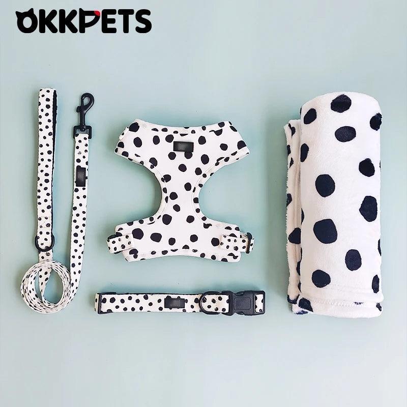 Cow Print Dog Set - Collar, Lead & Harness 3 in 1