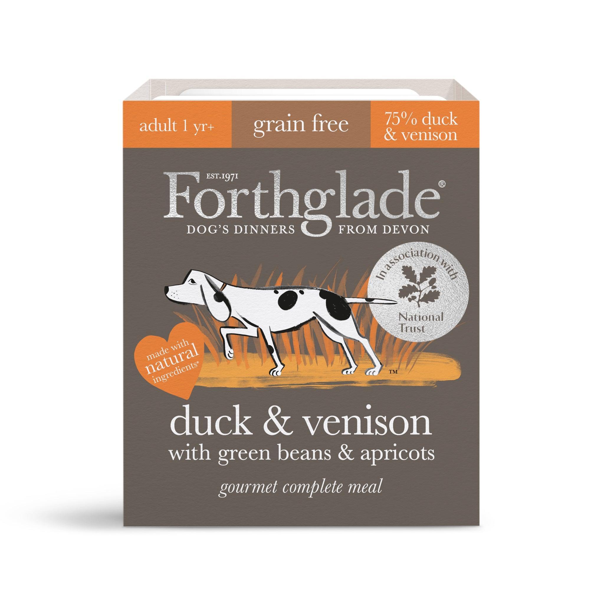Forthglade Adult Gourmet Duck & Venison with Green Beans & Apricot Trays 395g
