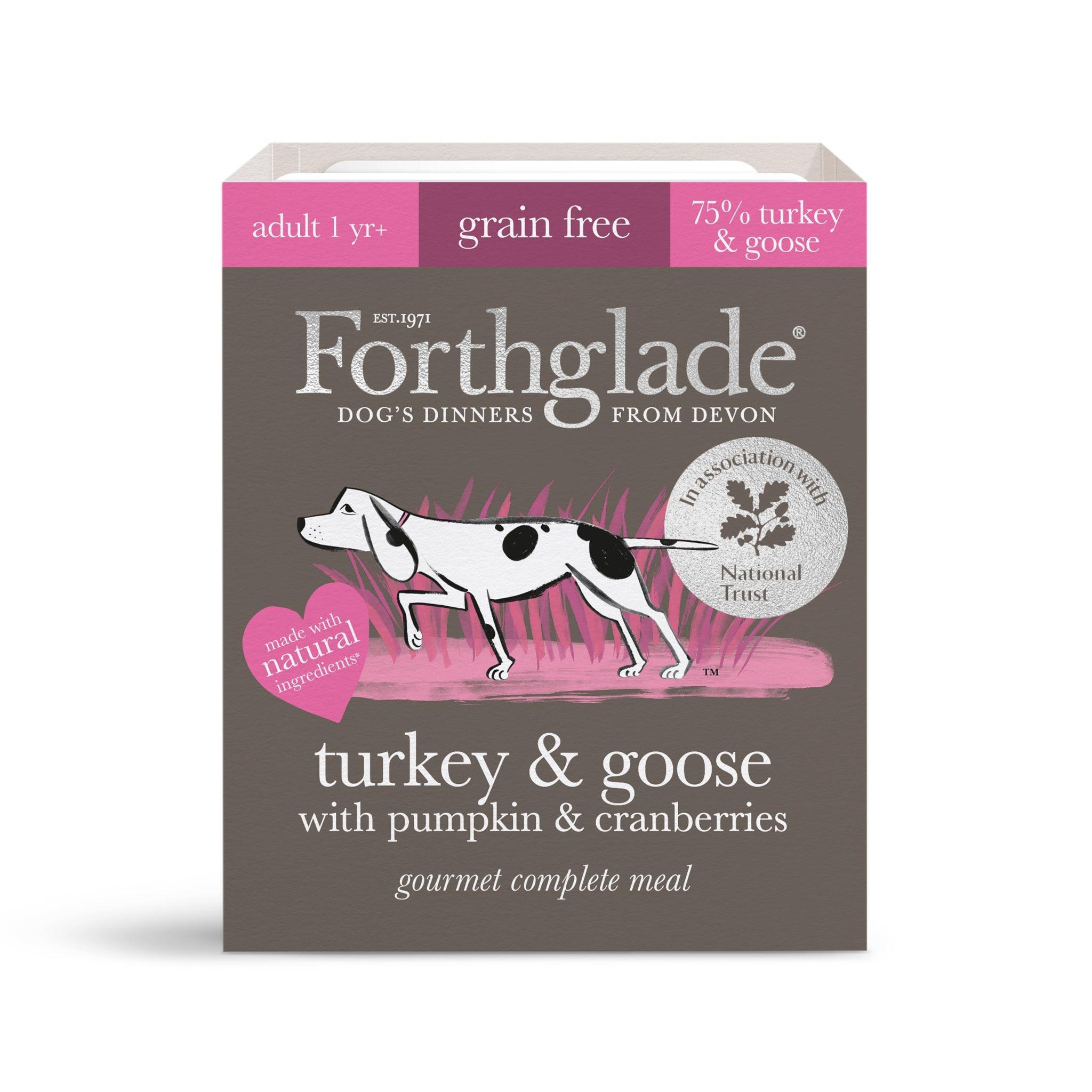 Forthglade Adult Gourmet Grain Free Turkey & Goose with Pumpkin & Cranberry Trays 395g