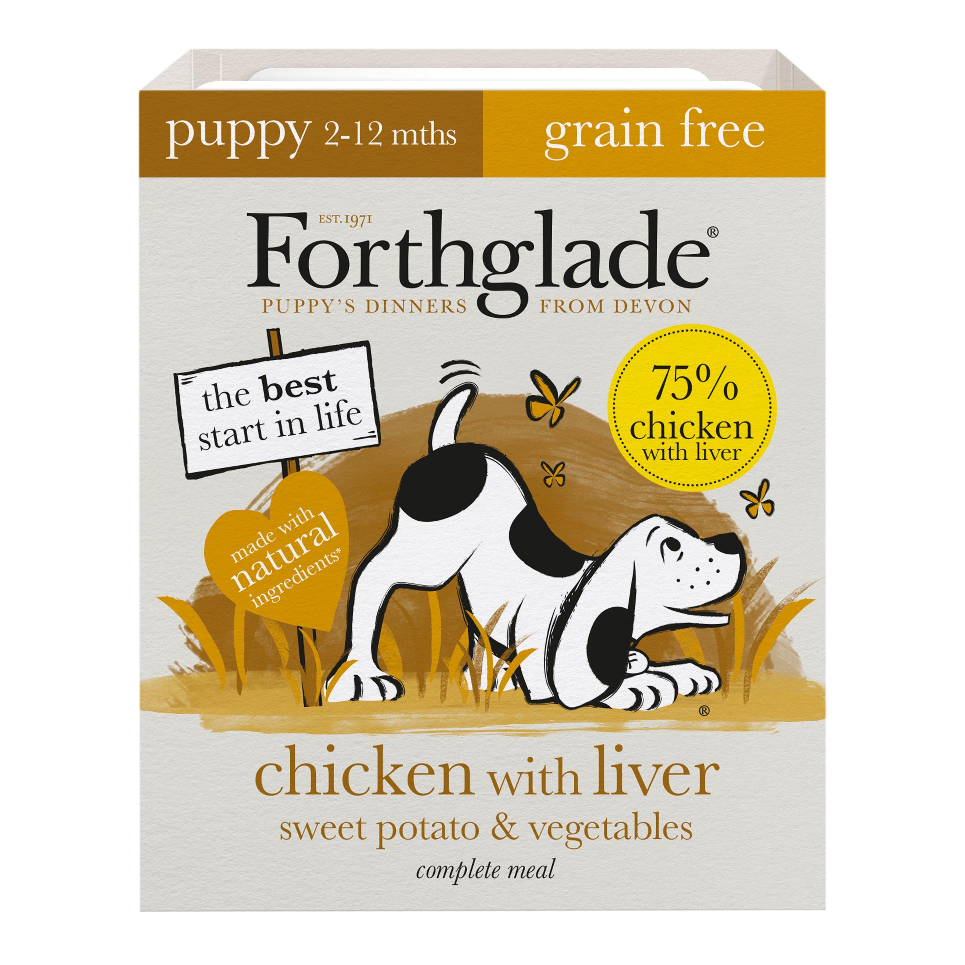 Forthglade Puppy Complete Grain Free Chicken with Liver & Veg Trays 395g