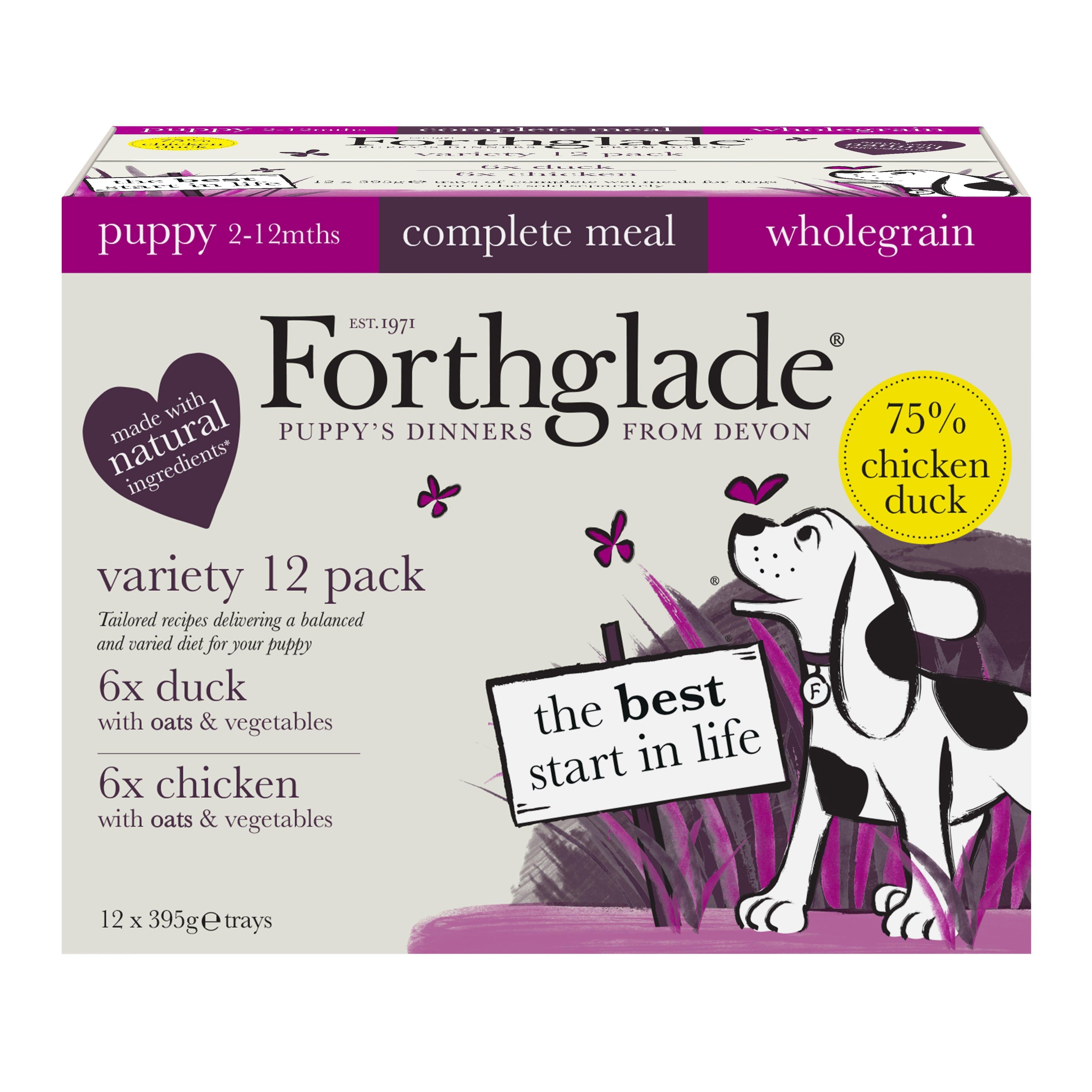 Forthglade Puppy Complete Wholegrain Variety with Oats & Veg Trays 395g