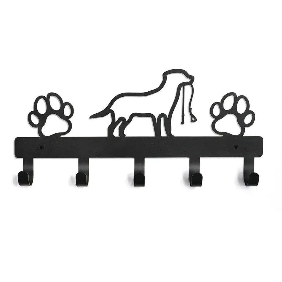 HelloYoung 5 Hooks Metal Paw Pet Dog Hanger Rack