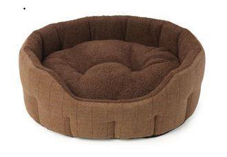 House of Paws Brown Tweed Faux Sheepskin Oval Snug