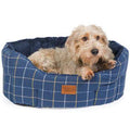 House of Paws Navy Check Tweed Oval Snuggle