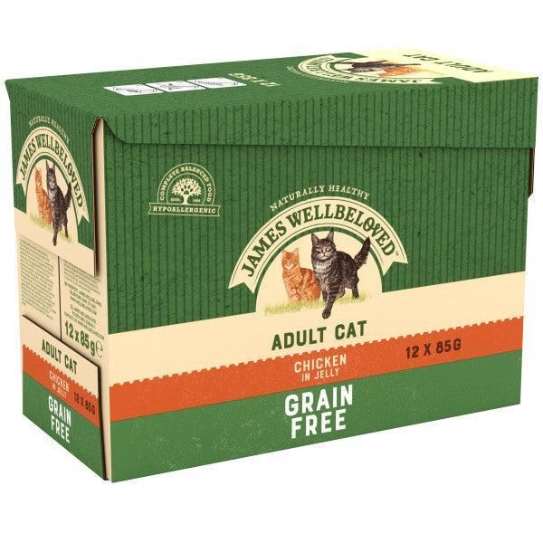 James Wellbeloved Adult Cat Grain Free Chicken in Jelly Pouches 85g