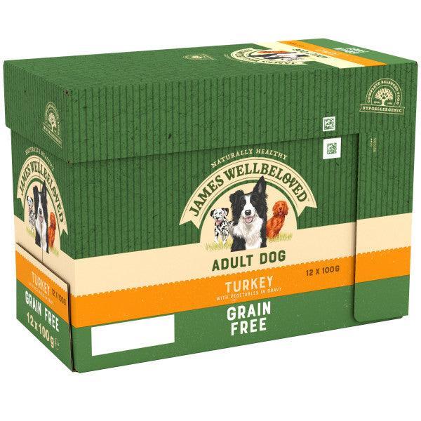 James Wellbeloved Dog Adult Grain Free Trky Grvy Pch 12x100g