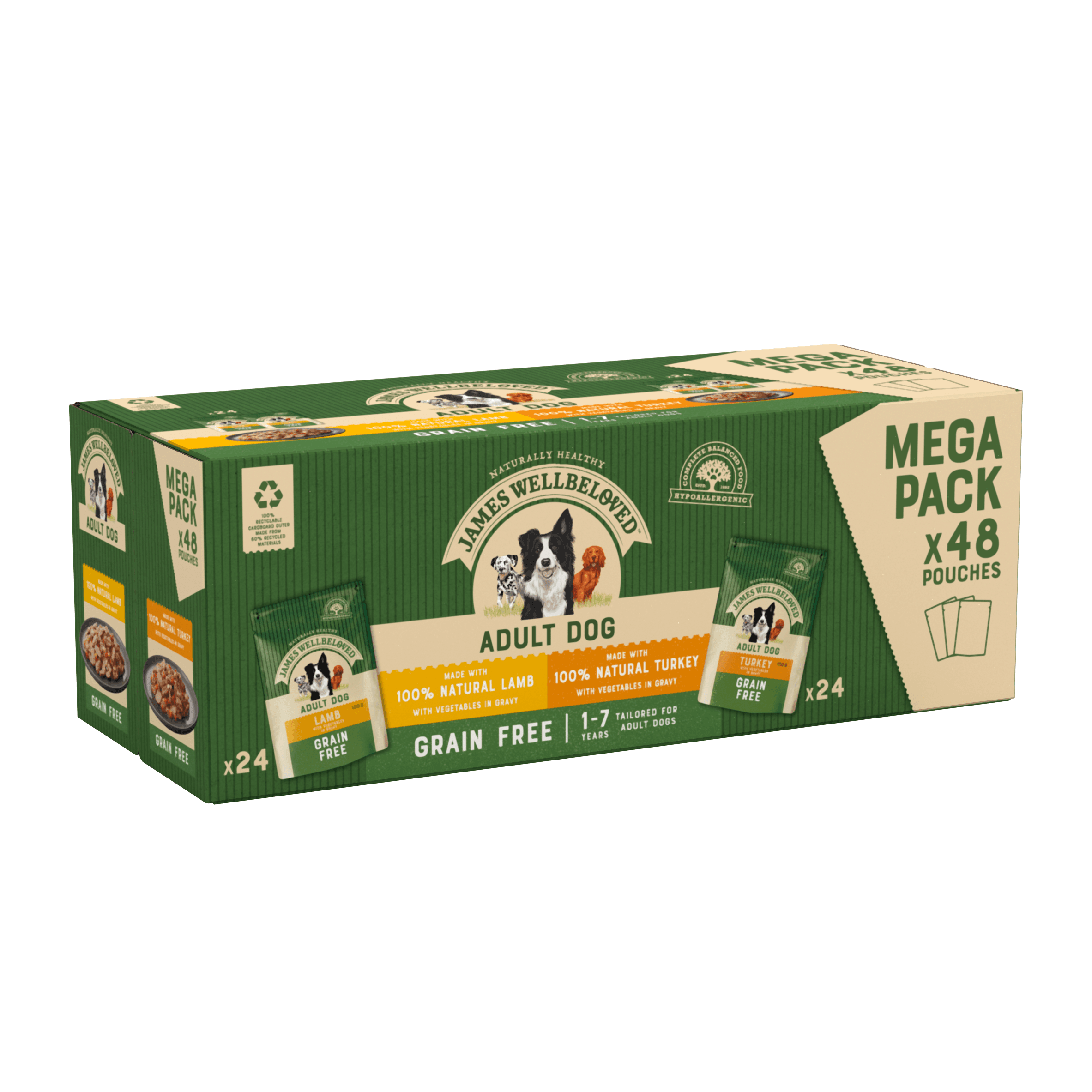 James Wellbeloved Dog Adult Grain-free Turkey/Lamb Pouches 100g
