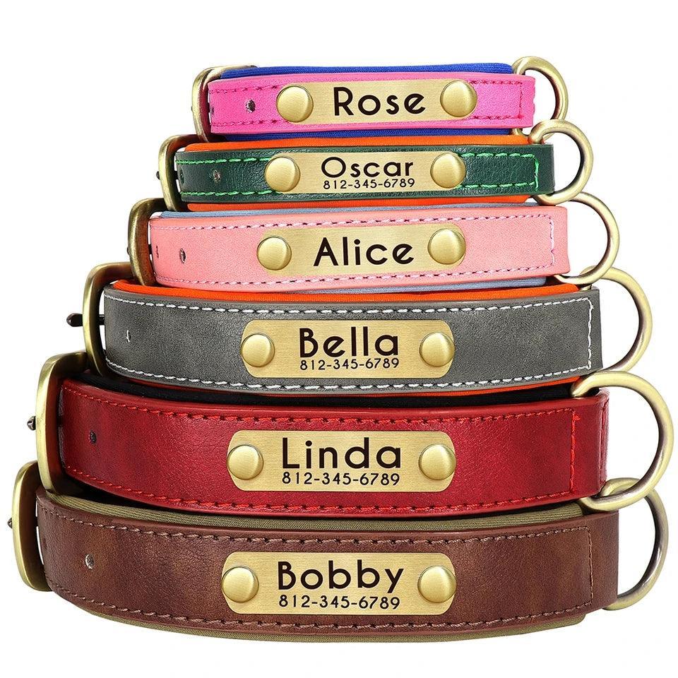 Leather Collar with Custom Tag