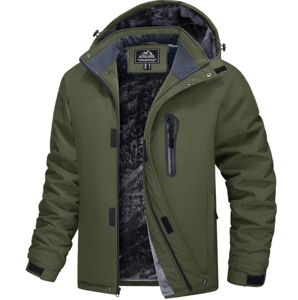 MAGCOMSEN Men's Fleece Thicken Jackets Waterproof Shell Hooded Coats Multi-pockets Winter Hiking Skiing Travel Jacket