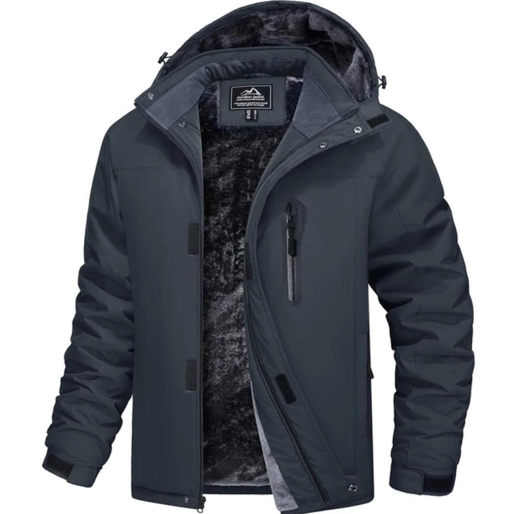 MAGCOMSEN Men's Fleece Thicken Jackets Waterproof Shell Hooded Coats Multi-pockets Winter Hiking Skiing Travel Jacket