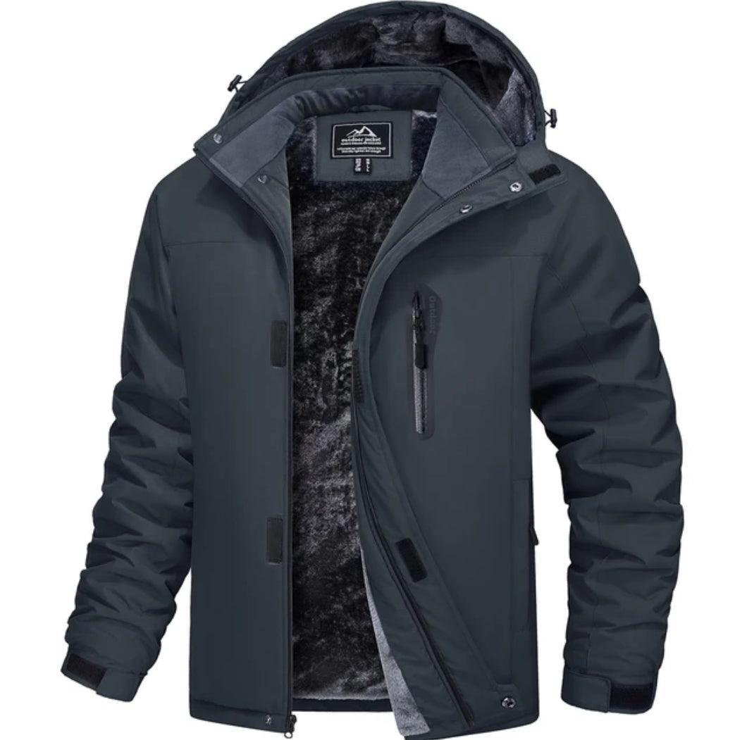 MAGCOMSEN Men's Fleece Thicken Jackets Waterproof Shell Hooded Coats Multi-pockets Winter Hiking Skiing Travel Jacket
