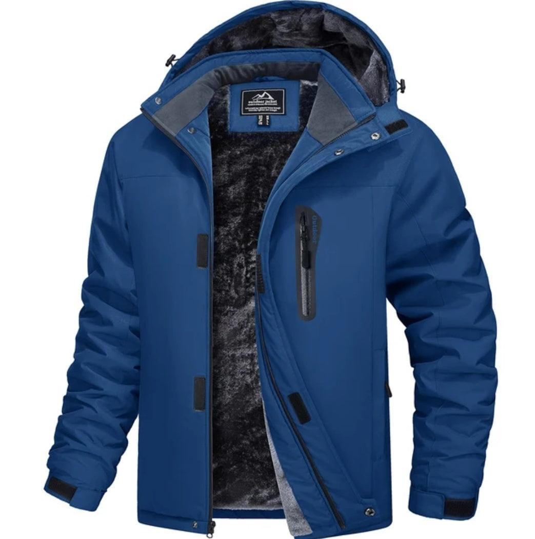 MAGCOMSEN Men's Fleece Thicken Jackets Waterproof Shell Hooded Coats Multi-pockets Winter Hiking Skiing Travel Jacket