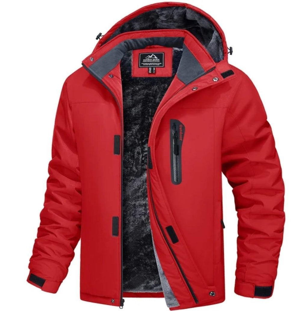 MAGCOMSEN Men's Fleece Thicken Jackets Waterproof Shell Hooded Coats Multi-pockets Winter Hiking Skiing Travel Jacket
