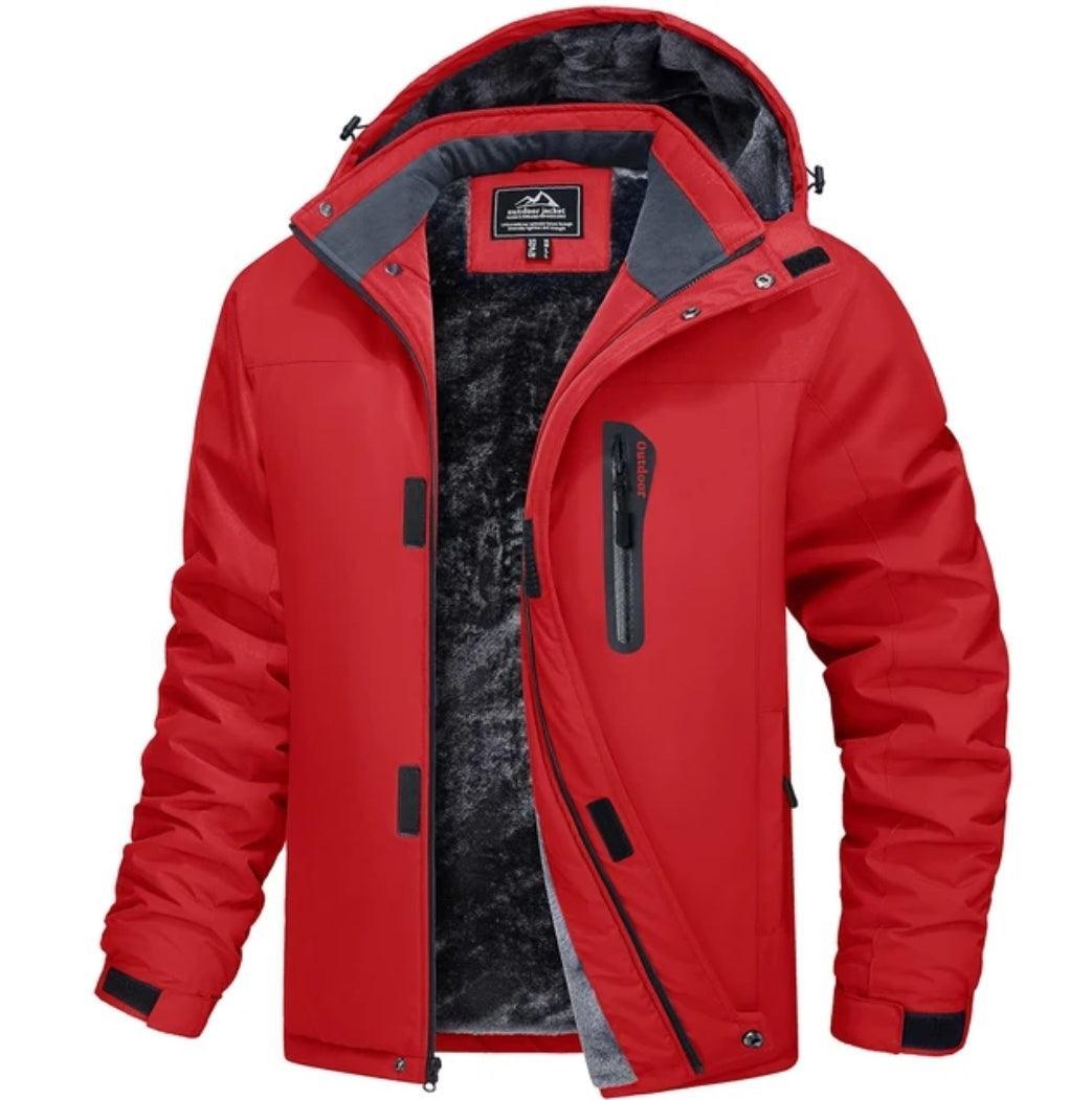 MAGCOMSEN Men's Fleece Thicken Jackets Waterproof Shell Hooded Coats Multi-pockets Winter Hiking Skiing Travel Jacket