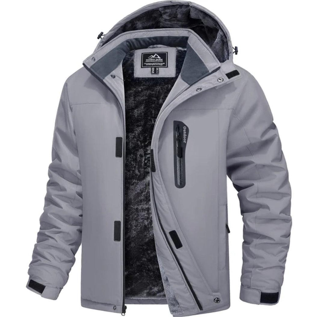 MAGCOMSEN Men's Fleece Thicken Jackets Waterproof Shell Hooded Coats Multi-pockets Winter Hiking Skiing Travel Jacket
