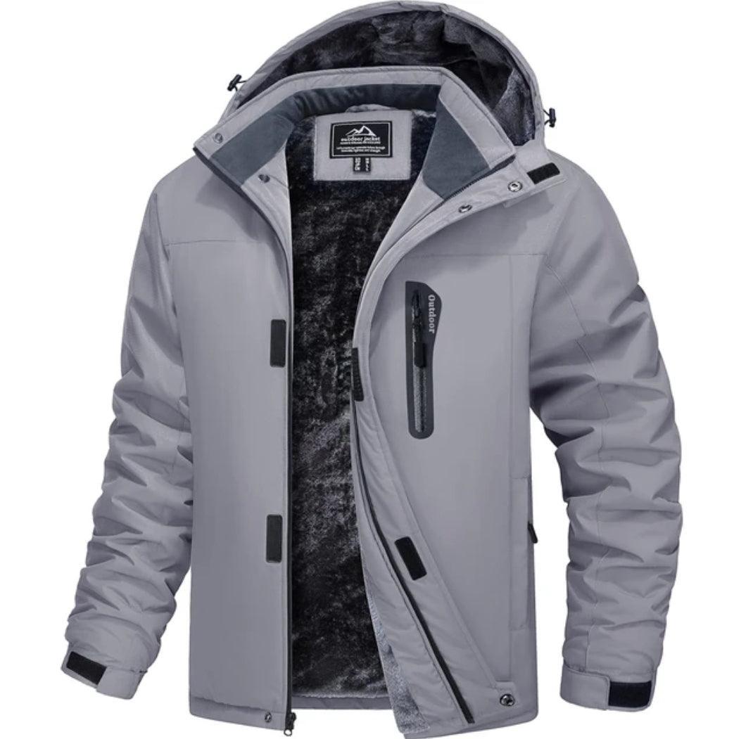 MAGCOMSEN Men's Fleece Thicken Jackets Waterproof Shell Hooded Coats Multi-pockets Winter Hiking Skiing Travel Jacket