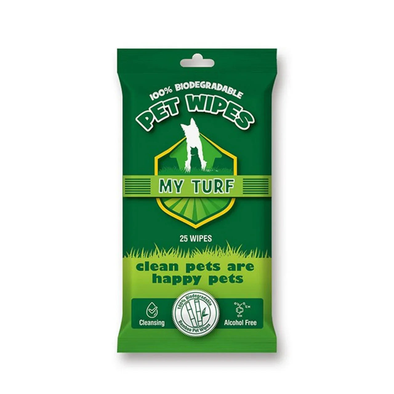 My Turf 100% Biodegradable Pet Wipes 15x20cm 25 pcs per bag