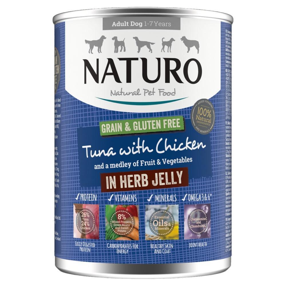 Naturo Adult Grain & Gluten Free Tuna with Chicken in Herb Jelly Tin 390g