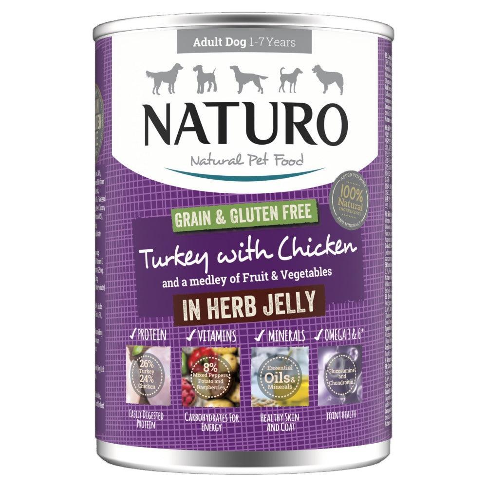 Naturo Adult Grain & Gluten Free Turkey with Chicken in Herb Jelly Tin 390g