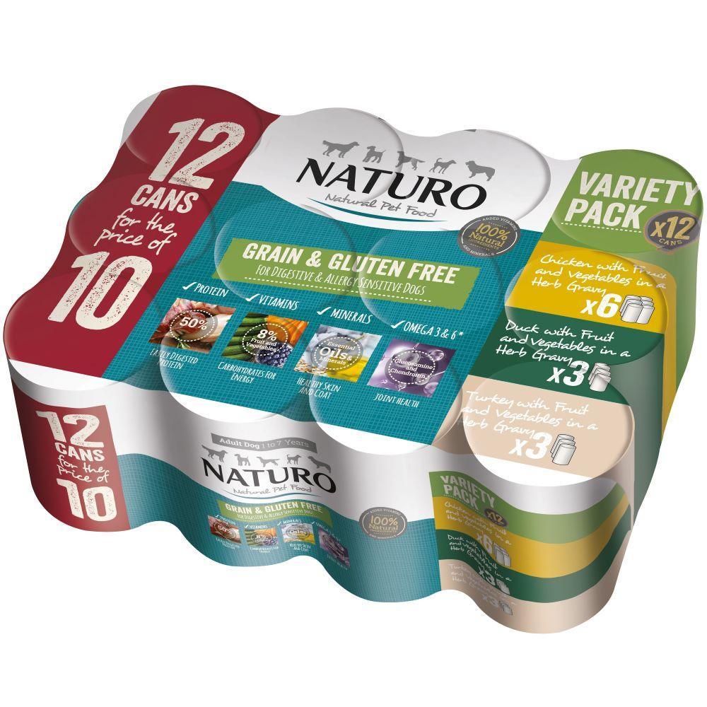 Naturo Adult Grain & Gluten Free Variety in Herb Gravy Tins 12 for 390g