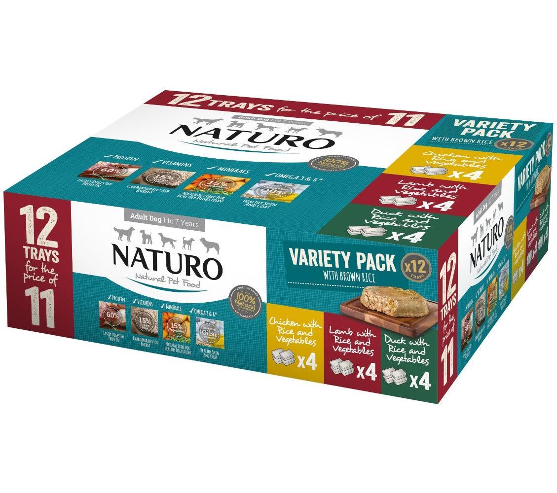 Naturo Adult Variety with Rice & Veg Trays 12 for 400g