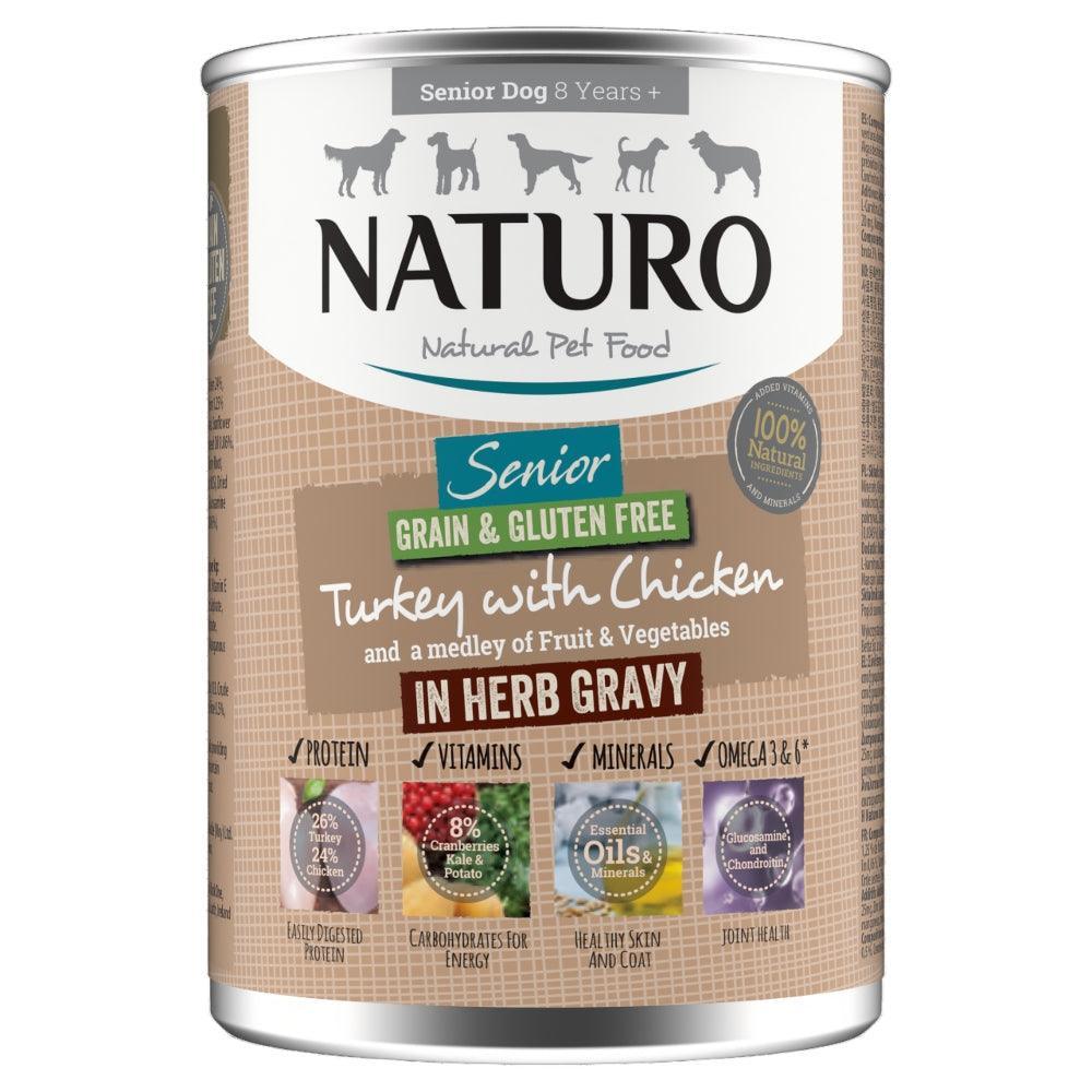 Naturo Senior Grain & Gluten Free Turkey with Chicken in Herb Gravy Tins 390g